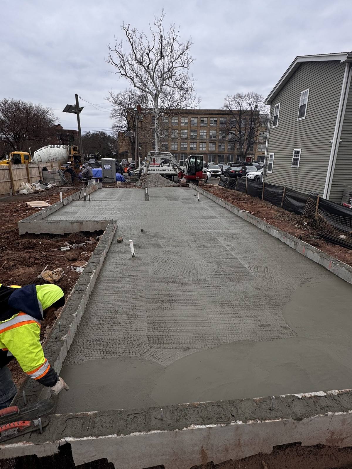 New home foundation poured on vacant lot