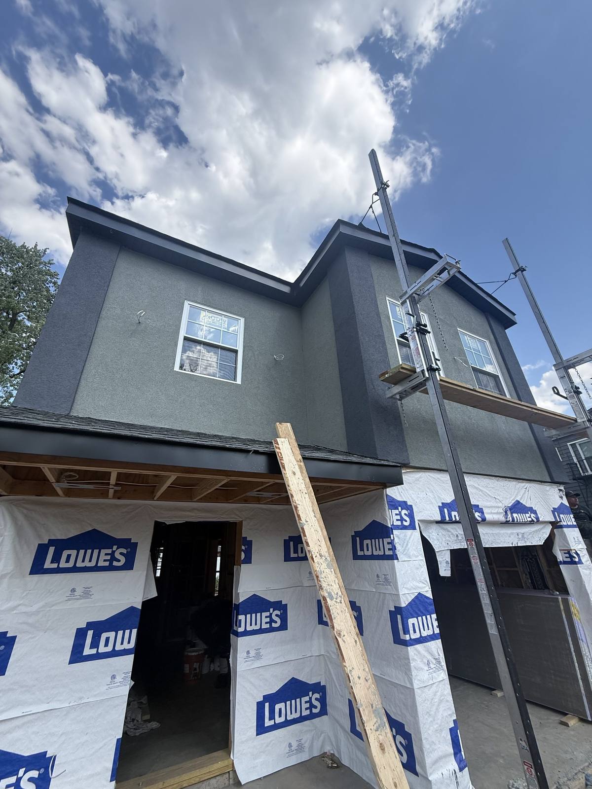 Finished stucco exterior on new construction home